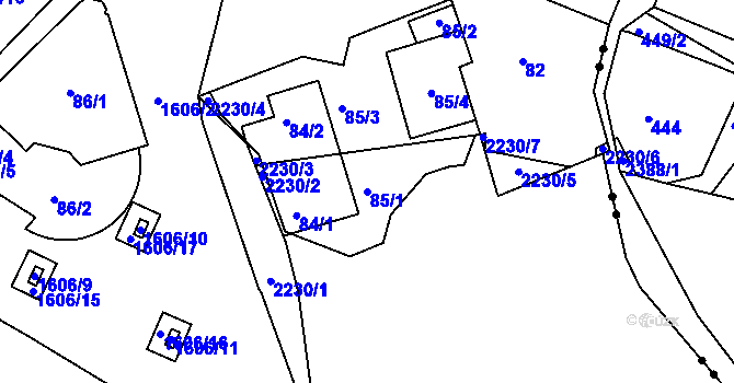 Parcela st. 85/1 v KÚ Rochlice u Liberce, Katastrální mapa
