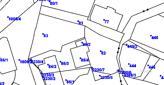 Parcela st. 85/2 v KÚ Rochlice u Liberce, Katastrální mapa