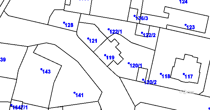 Parcela st. 119 v KÚ Rochlice u Liberce, Katastrální mapa