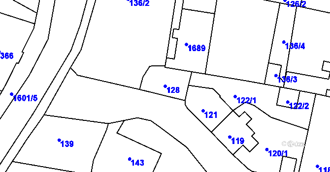 Parcela st. 128 v KÚ Rochlice u Liberce, Katastrální mapa