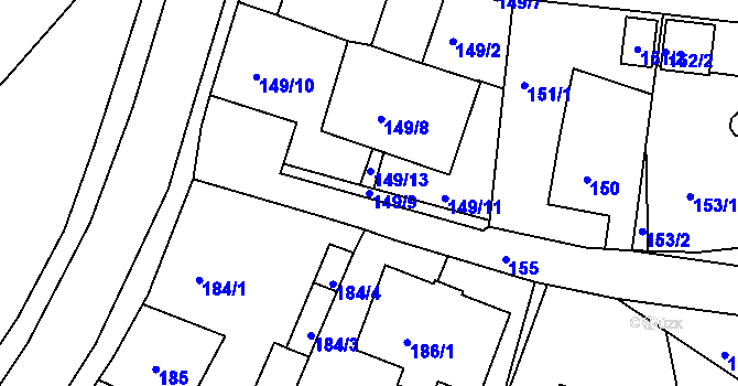 Parcela st. 149/9 v KÚ Rochlice u Liberce, Katastrální mapa