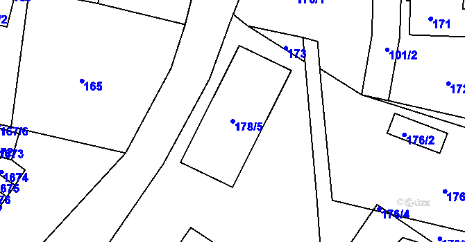 Parcela st. 178/5 v KÚ Rochlice u Liberce, Katastrální mapa