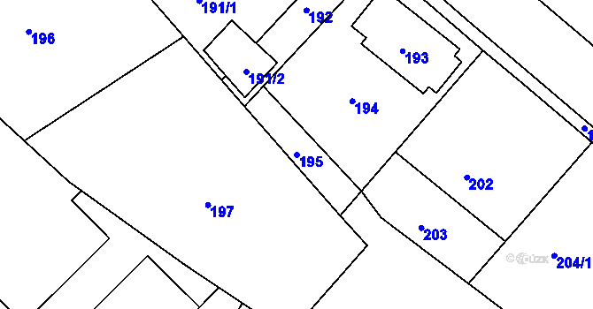 Parcela st. 195 v KÚ Rochlice u Liberce, Katastrální mapa