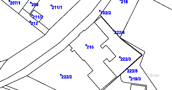 Parcela st. 215 v KÚ Rochlice u Liberce, Katastrální mapa