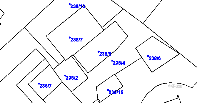 Parcela st. 238/5 v KÚ Rochlice u Liberce, Katastrální mapa