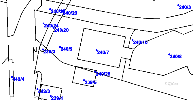 Parcela st. 240/7 v KÚ Rochlice u Liberce, Katastrální mapa
