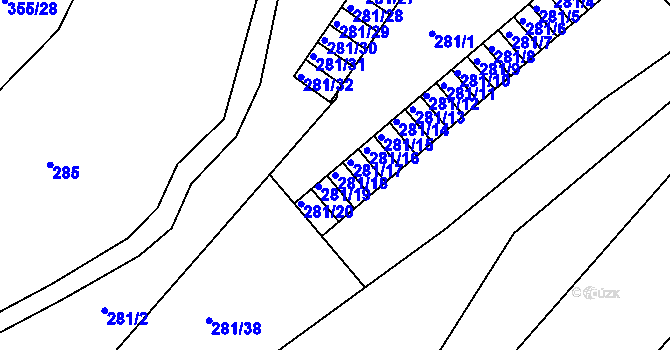 Parcela st. 281/18 v KÚ Rochlice u Liberce, Katastrální mapa