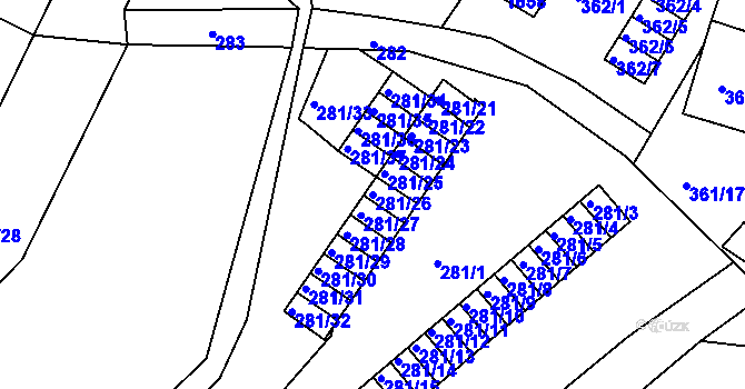 Parcela st. 281/26 v KÚ Rochlice u Liberce, Katastrální mapa
