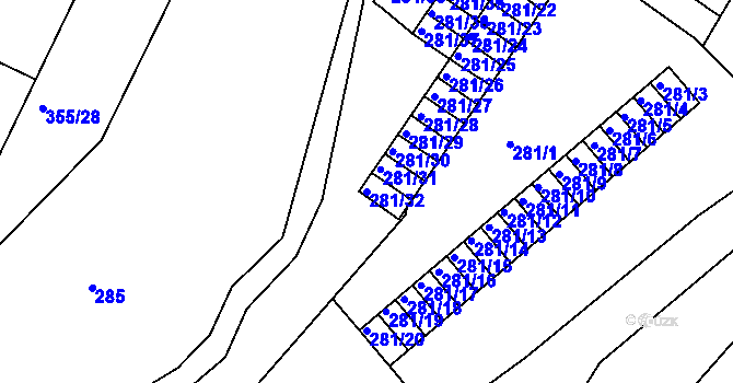 Parcela st. 281/32 v KÚ Rochlice u Liberce, Katastrální mapa