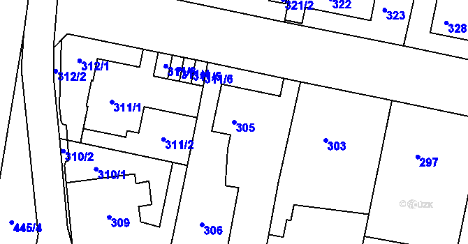 Parcela st. 305 v KÚ Rochlice u Liberce, Katastrální mapa