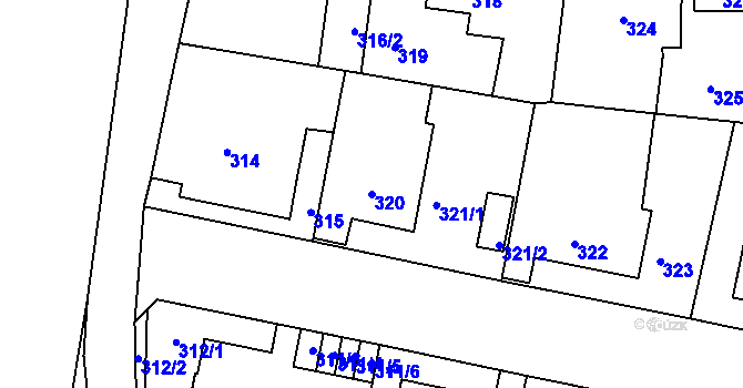Parcela st. 320 v KÚ Rochlice u Liberce, Katastrální mapa