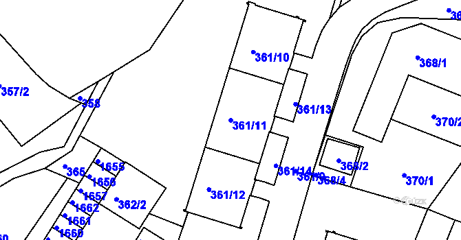 Parcela st. 361/11 v KÚ Rochlice u Liberce, Katastrální mapa