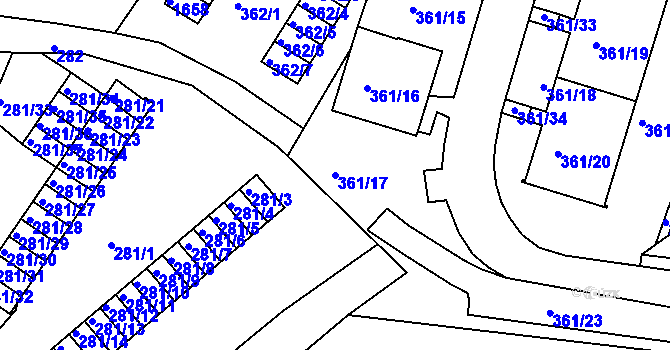 Parcela st. 361/17 v KÚ Rochlice u Liberce, Katastrální mapa