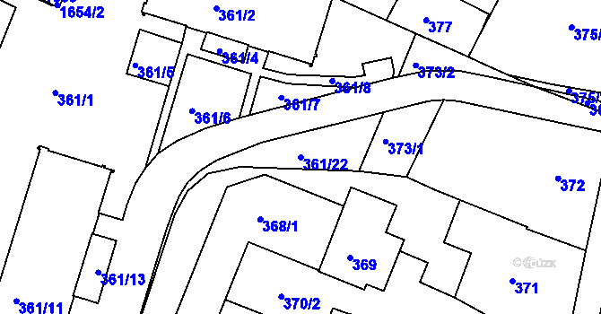 Parcela st. 361/22 v KÚ Rochlice u Liberce, Katastrální mapa