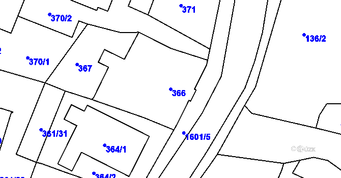 Parcela st. 366 v KÚ Rochlice u Liberce, Katastrální mapa