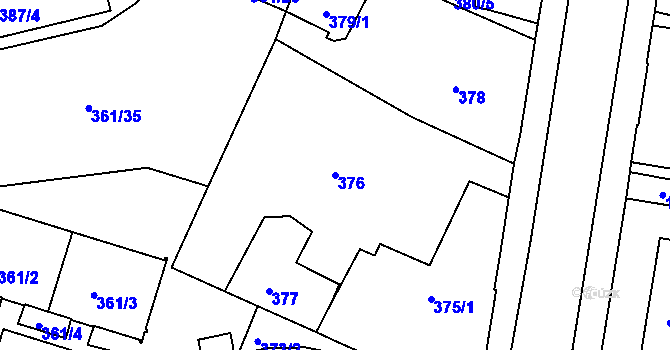 Parcela st. 376 v KÚ Rochlice u Liberce, Katastrální mapa