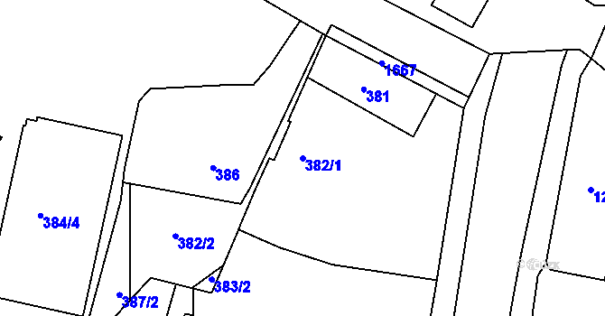 Parcela st. 382/1 v KÚ Rochlice u Liberce, Katastrální mapa