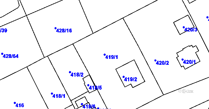 Parcela st. 419/1 v KÚ Rochlice u Liberce, Katastrální mapa