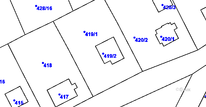 Parcela st. 419/2 v KÚ Rochlice u Liberce, Katastrální mapa
