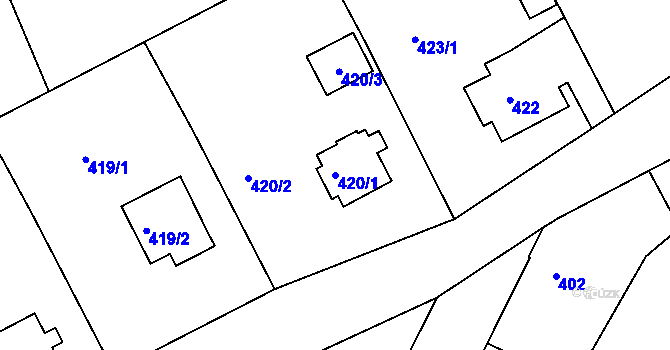 Parcela st. 420/1 v KÚ Rochlice u Liberce, Katastrální mapa