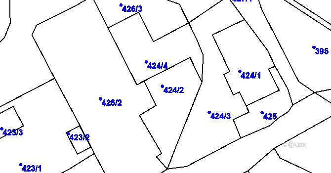 Parcela st. 424/2 v KÚ Rochlice u Liberce, Katastrální mapa