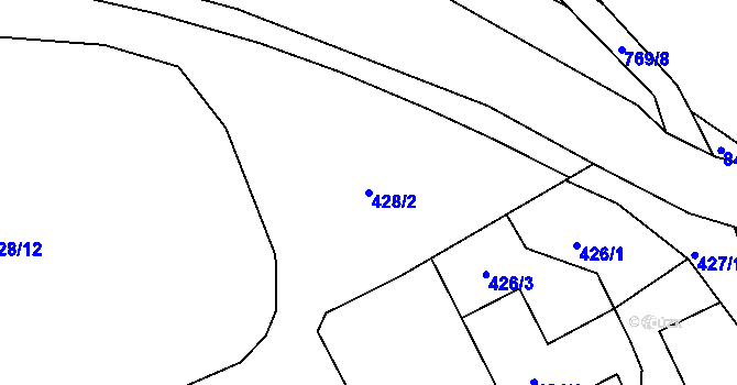 Parcela st. 428/2 v KÚ Rochlice u Liberce, Katastrální mapa