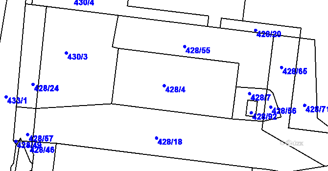 Parcela st. 428/4 v KÚ Rochlice u Liberce, Katastrální mapa