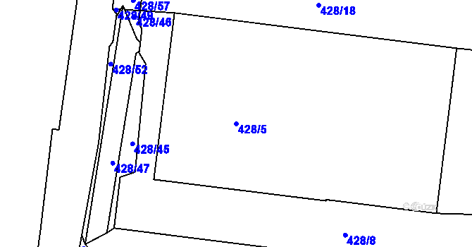 Parcela st. 428/5 v KÚ Rochlice u Liberce, Katastrální mapa