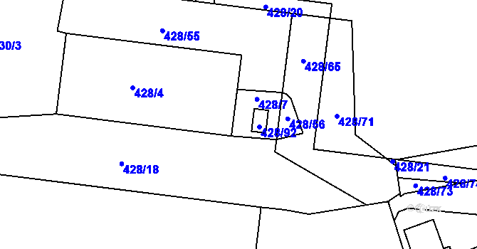 Parcela st. 428/7 v KÚ Rochlice u Liberce, Katastrální mapa