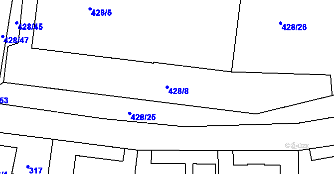 Parcela st. 428/8 v KÚ Rochlice u Liberce, Katastrální mapa