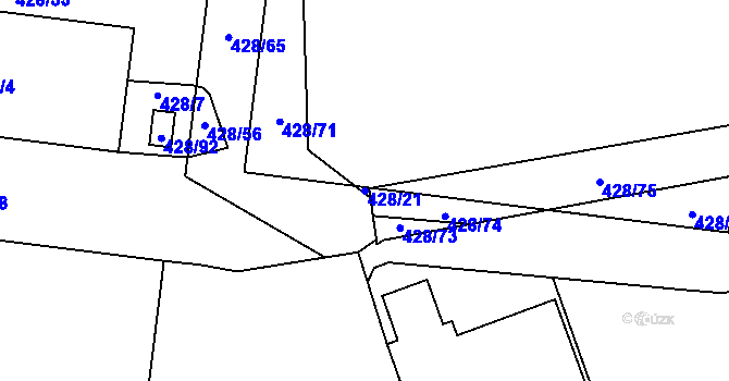 Parcela st. 428/21 v KÚ Rochlice u Liberce, Katastrální mapa