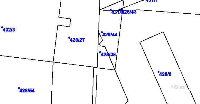 Parcela st. 428/38 v KÚ Rochlice u Liberce, Katastrální mapa