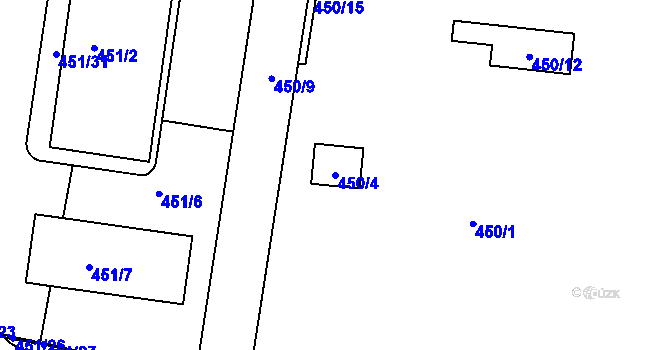 Parcela st. 450/4 v KÚ Rochlice u Liberce, Katastrální mapa