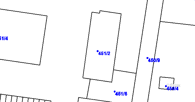 Parcela st. 451/2 v KÚ Rochlice u Liberce, Katastrální mapa