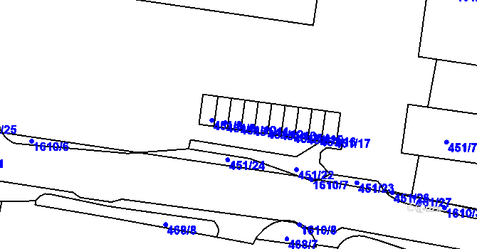 Parcela st. 451/10 v KÚ Rochlice u Liberce, Katastrální mapa