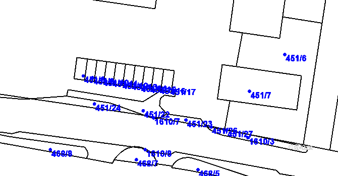 Parcela st. 451/17 v KÚ Rochlice u Liberce, Katastrální mapa