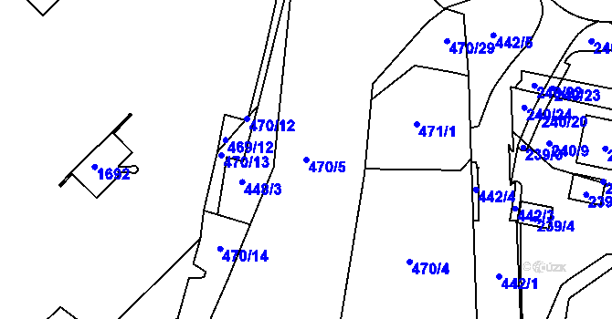 Parcela st. 470/5 v KÚ Rochlice u Liberce, Katastrální mapa