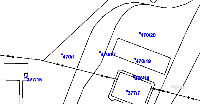 Parcela st. 470/27 v KÚ Rochlice u Liberce, Katastrální mapa