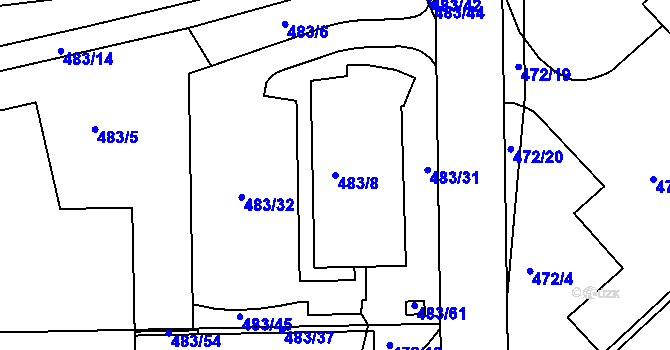 Parcela st. 483/8 v KÚ Rochlice u Liberce, Katastrální mapa