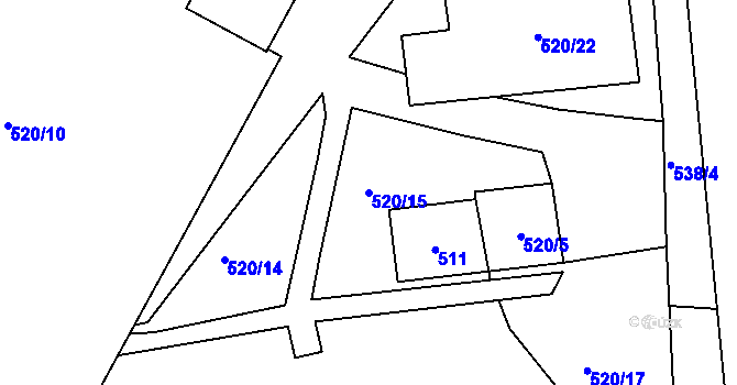 Parcela st. 520/15 v KÚ Rochlice u Liberce, Katastrální mapa