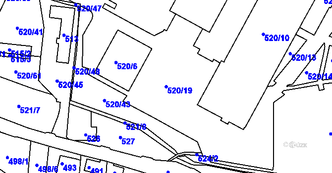 Parcela st. 520/19 v KÚ Rochlice u Liberce, Katastrální mapa