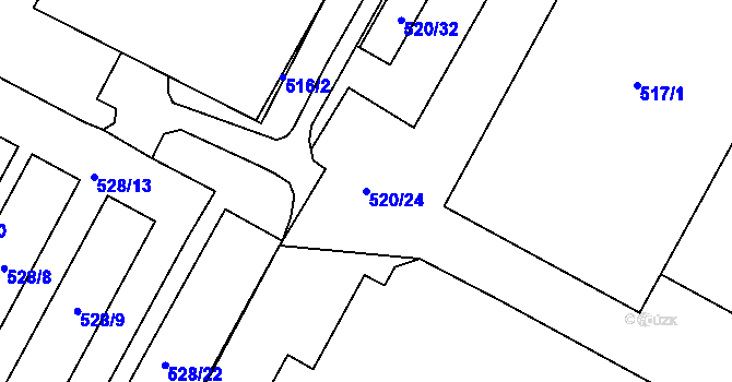 Parcela st. 520/24 v KÚ Rochlice u Liberce, Katastrální mapa