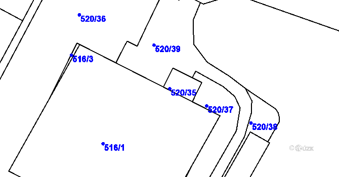 Parcela st. 520/35 v KÚ Rochlice u Liberce, Katastrální mapa