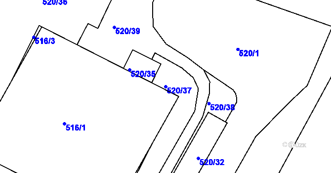 Parcela st. 520/37 v KÚ Rochlice u Liberce, Katastrální mapa