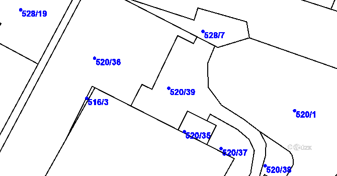 Parcela st. 520/39 v KÚ Rochlice u Liberce, Katastrální mapa