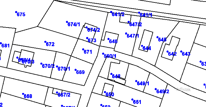 Parcela st. 560/1 v KÚ Rochlice u Liberce, Katastrální mapa