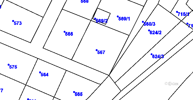 Parcela st. 567 v KÚ Rochlice u Liberce, Katastrální mapa