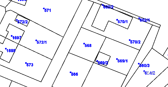 Parcela st. 568 v KÚ Rochlice u Liberce, Katastrální mapa