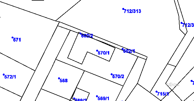 Parcela st. 570/1 v KÚ Rochlice u Liberce, Katastrální mapa