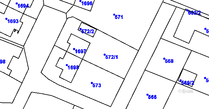 Parcela st. 572/1 v KÚ Rochlice u Liberce, Katastrální mapa